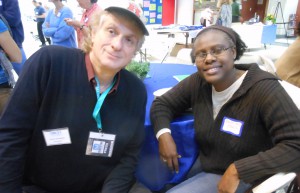 4. 2 attendees of conference at coffee break